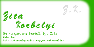 zita korbelyi business card